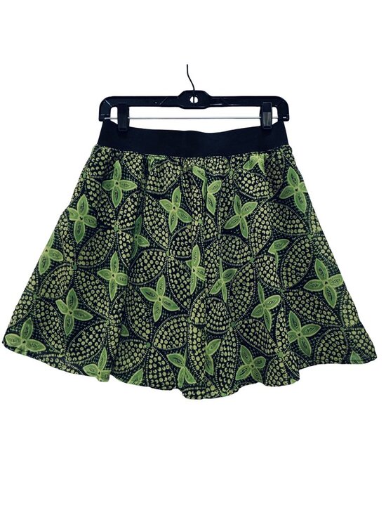 Mossimo Dresses & Skirts - Vintage Mossimo Chartreuse and Black Floral Mini Skirt Size S Whimsygoth Fairy